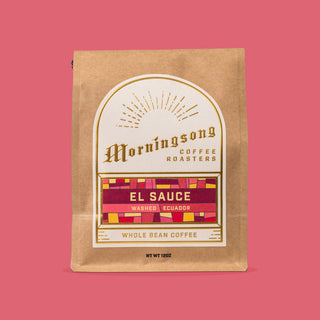 Morningsong El Sauce Washed Ecuador whole bean coffee bag with colorful label