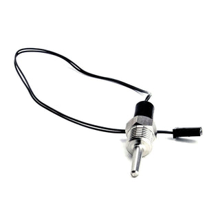 Profitec temperature sensor with 1/4 inch thread metal body and black wiring.