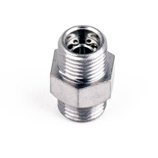 La Marzocco 1/4 inch check valve with threaded metal body and internal passages