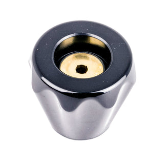 Replacement knob for a Quick Mill espresso machine steam or hot water arm, black with brass insert