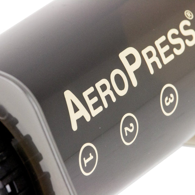 AeroPress Coffee Maker logo closeup, Clive Coffee - Knockout
