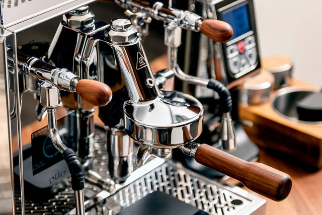 Bezzera Duo MN Espresso Machine Front Detail, Clive Coffee - Lifestyle