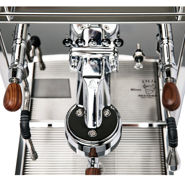 Bezzera Duo DE Espresso Machine, dual boiler, overhead, from Clive Coffee, knockout