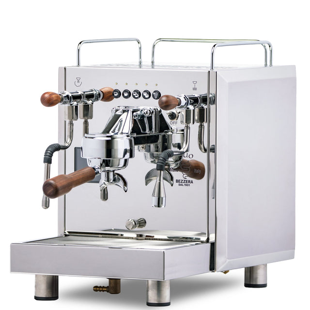 Bezzera Duo DE Espresso Machine, dual boiler, angled, from Clive Coffee, knockout