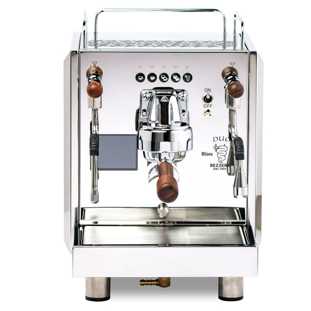 Bezzera Duo DE Espresso Machine, dual boiler, front view, from Clive Coffee, knockout
