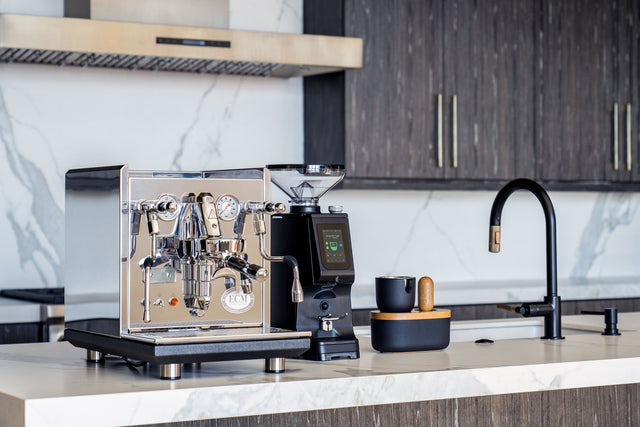 ECM Synchronika Espresso Machine, LUCCA Atom 75 Espresso Grinder, from Clive Coffee, lifestyle large