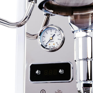 Special Edition ECM Classika PID Espresso Machine in polished stainless, close up on PID, Clive Coffee - Knockout