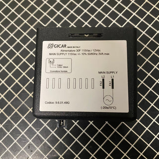Power supply module for Profitec ECM espresso machines with printed label showing mains and output specs