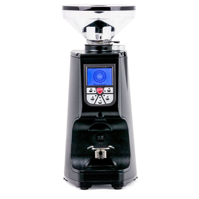 Eureka Atom 65 Espresso Grinder, black, front view, from Clive Coffee, knockout