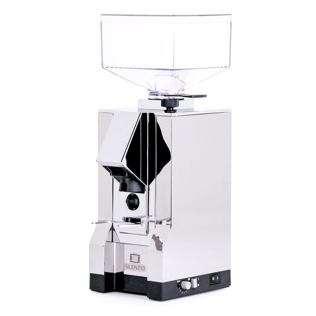 Eureka Mignon Silenzio espresso grinder, chrome, from Clive Coffee, knockout