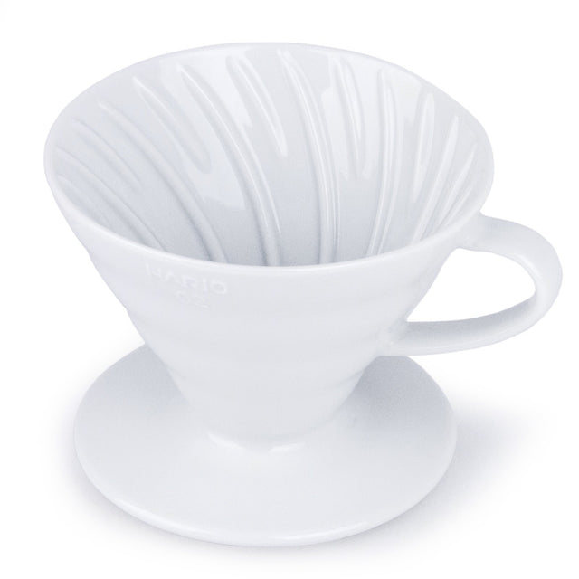 Hario V60 White Ceramic Coffee Dripper, Clive Coffee - Knockout