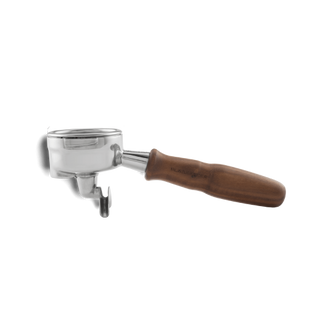 La Marzocco wood double spouted portafilter with walnut handle