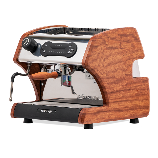 LUCCA A53 Direct Plumb Espresso Machine by La Spaziale with new bubinga side panels by Clive Coffee - Knockout (Bubinga)