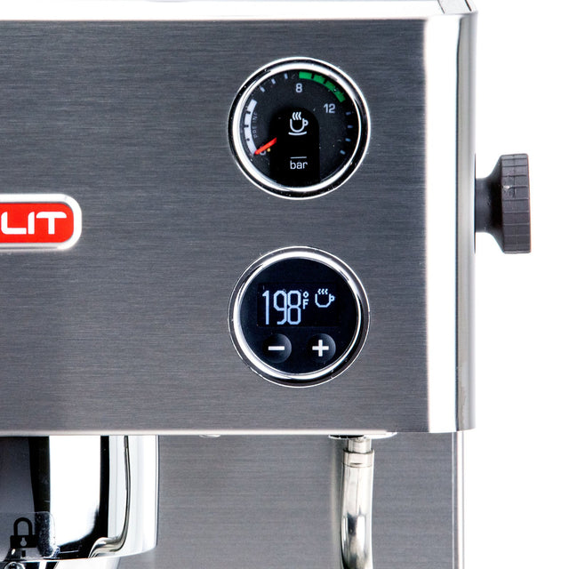 Lelit Elizabeth Dual Boiler espresso machine, pressure gauge and PID display, from Clive Coffee - knockout