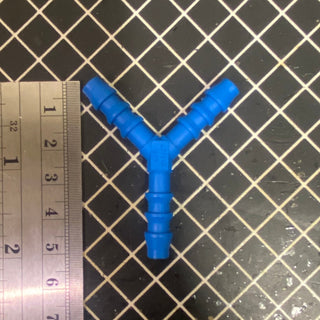 Blue Lelit MC532 Y joint pipe for dual water lines with barbed ends.