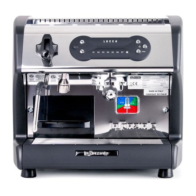 Lucca A53 Mini Espresso Machine by La Spaziale with standard side panels by Clive Coffee viewed from front - Knockout