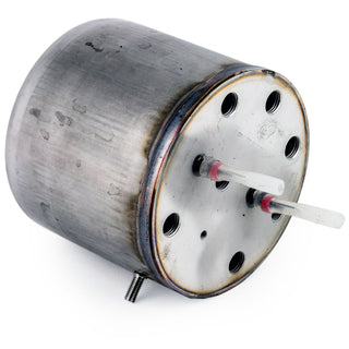 La Spaziale Mini Steam Boiler cylindrical 110V replacement boiler with a flanged end and pipe connections.