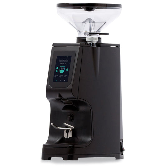 LUCCA Atom 75 Espresso Grinder, angled hero, black, from Clive Coffee, knockout