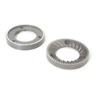 Mazzer Mini Doser burrs replacement set shown as two metal burr rings