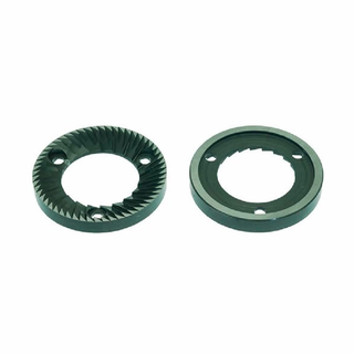 Mazzer Mini E doserless burrs shown as two circular components with teeth