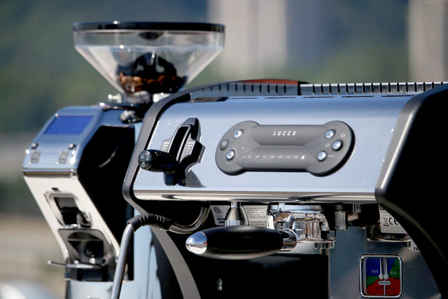 La Spaziale Bottomless Portafilter with Lucca A53 Mini and Eureka Olympus from Clive Coffee - Lifestyle