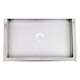 Top view of Profitec Pro 500 drip tray interior with round drain opening