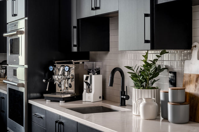 Profitec Pro 400 Espresso Machine, with Eureka Oro Mignon XL Espresso Grinder, white, from Clive Coffee, lifestyle 2022 large