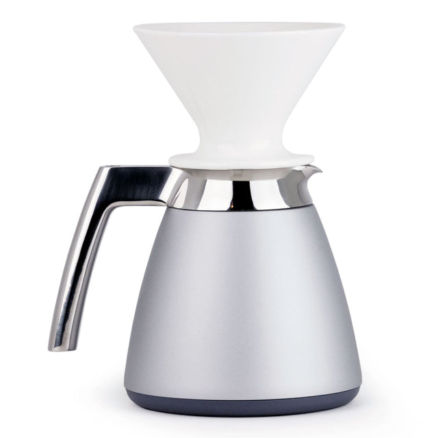 Ratio Thermal Carafe with Ceramic Dripper in Bright Silver, Clive Coffee - Knockout