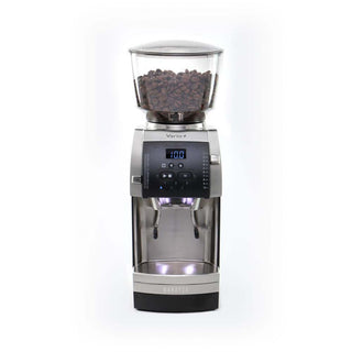 Baratza Vario + Coffee and Espresso Grinder, black, front view, from Clive Coffee, knockout