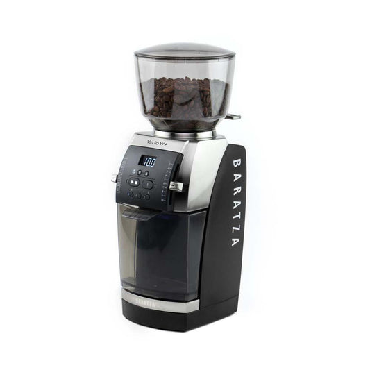 Baratza Vario W+ Coffee Grinder, black, angled hero, from Clive Coffee, knockout