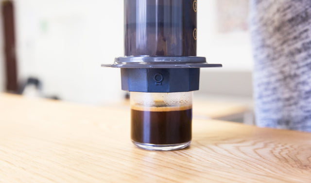 Fellow Prismo AeroPress Attachment being used to make an espresso like coffee, Clive Coffee - Lifestyle