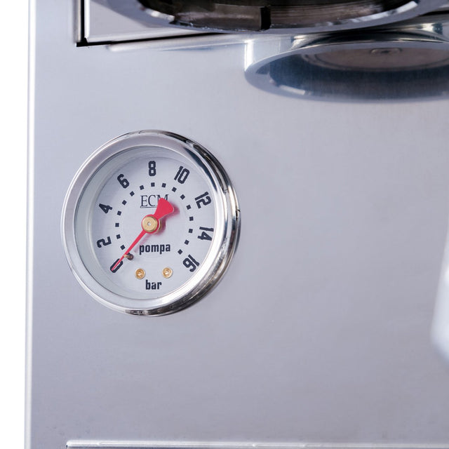 ECM Casa V Espresso Machine, pressure gauge close up, Clive Coffee - Knockout