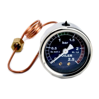 LUCCA M58 steam pressure gauge with copper tubing and metal housing