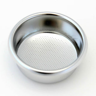 58mm stainless steel triple espresso basket with drilled holes for 21 gram capacity.
