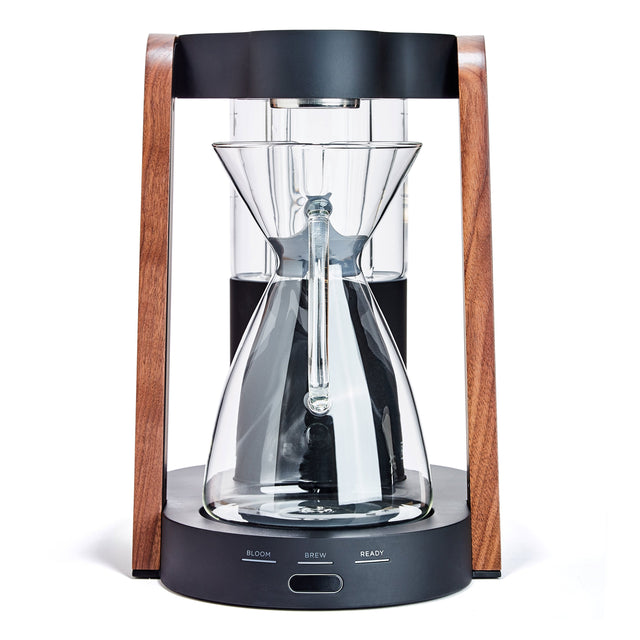 Ratio Eight Coffee Maker In Bright Silver w/ Walnut Trim & Glass Water Tank